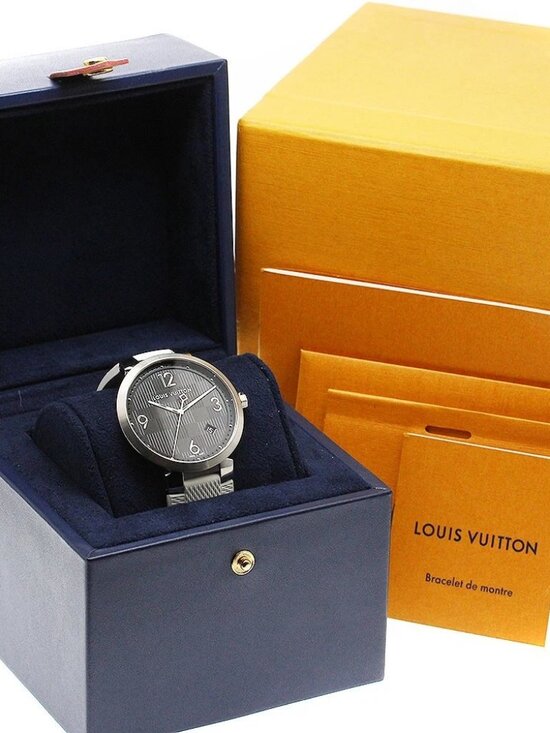LOUIS VUITTON Tambour slim Q1D07 Damier Graffit Date Quartz Men\'s Watch_954769 main image 5